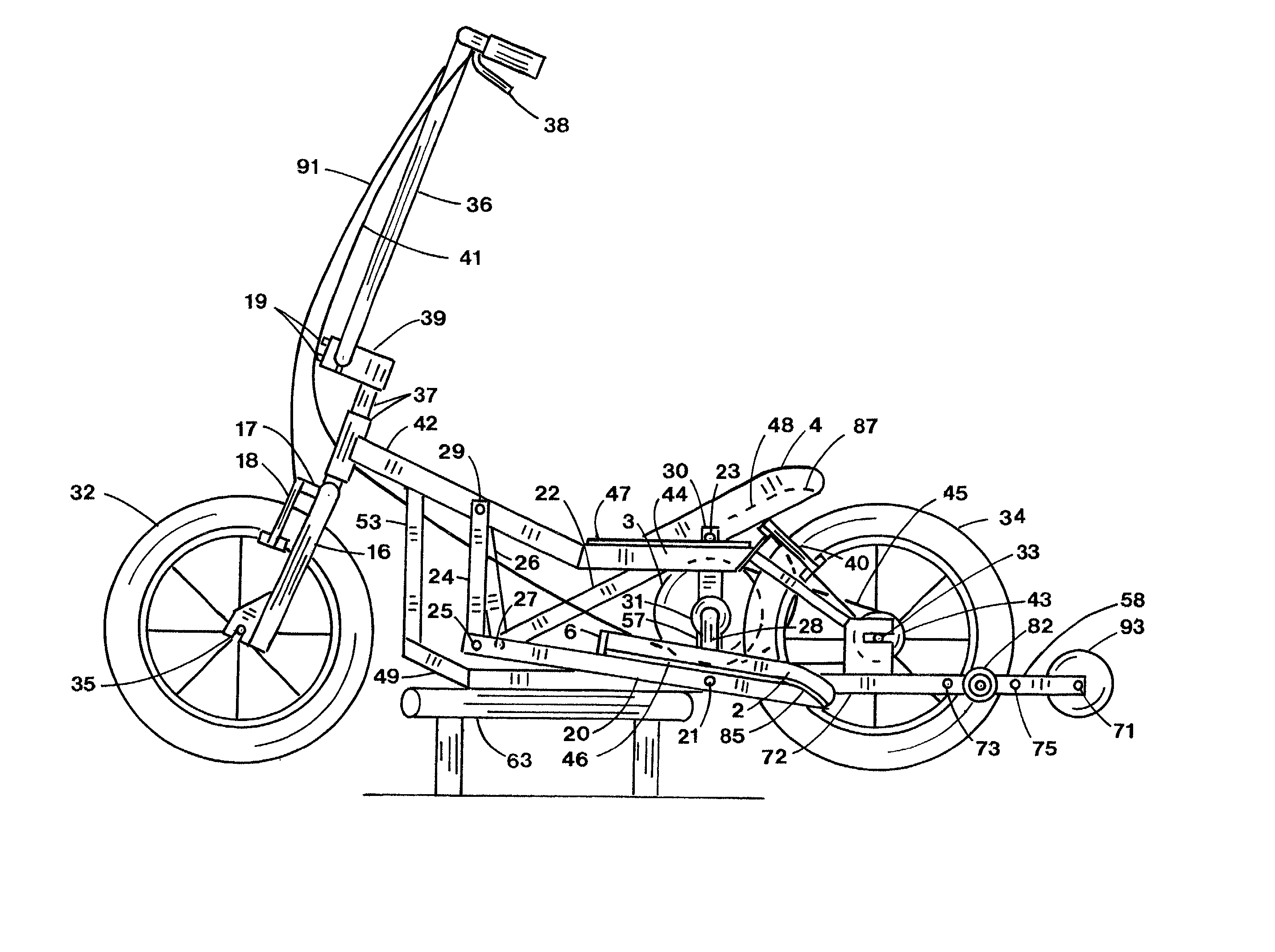 Exercise scooter with stunt features