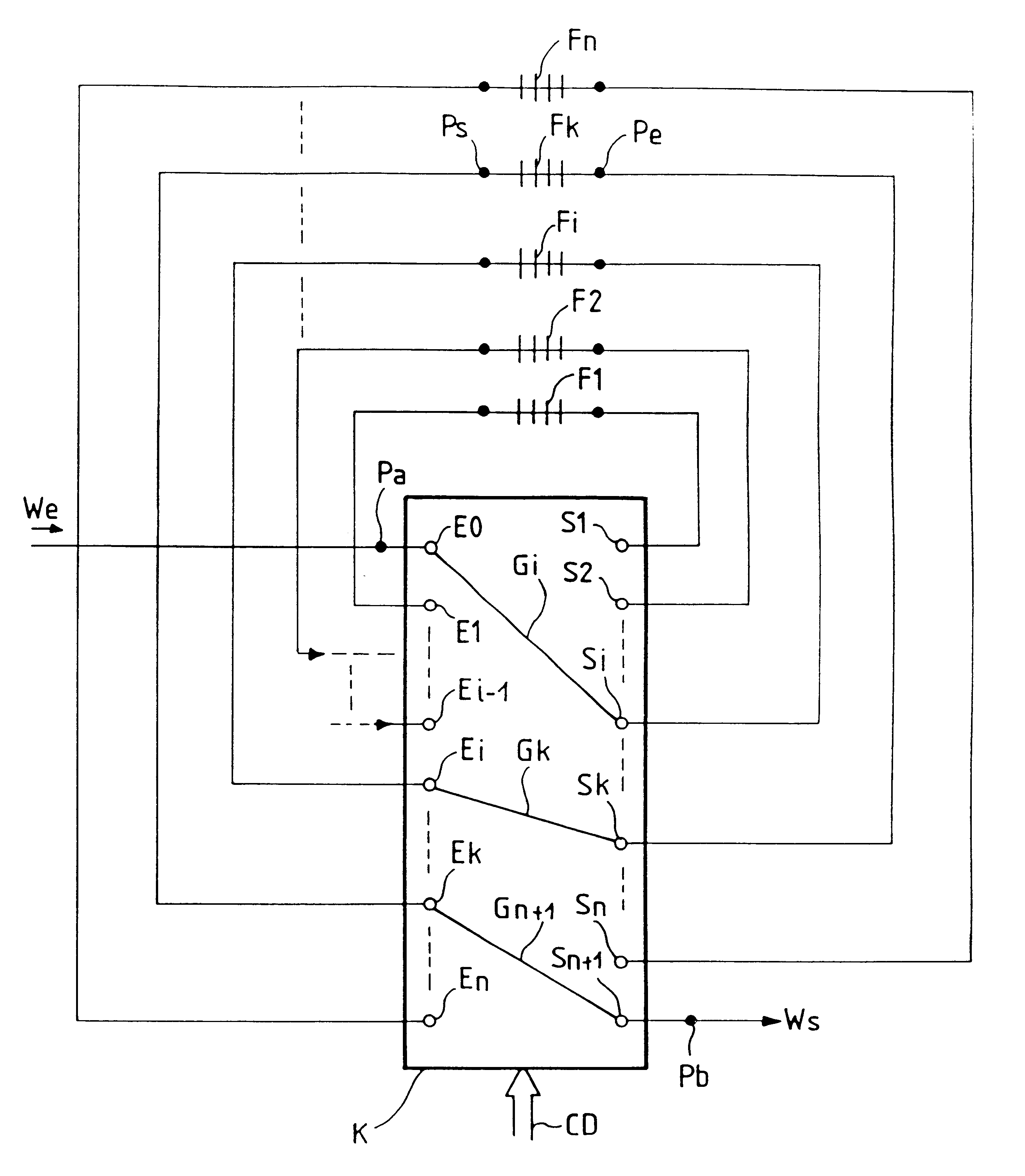 Reconfigurable optical filtering apparatus and a drop-and-insert multiplexer incorporating such apparatus