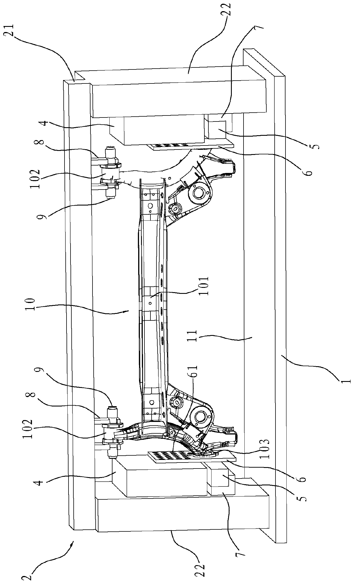 An automobile torsion beam type rear axle fatigue test device