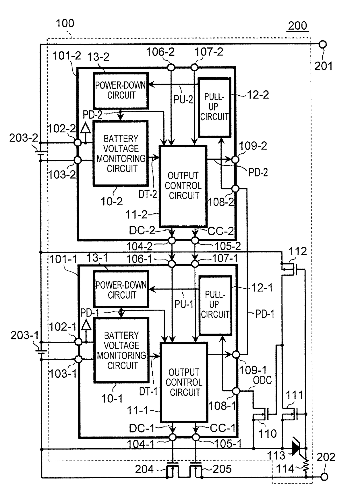 Charging/discharging control circuit, charging/discharging control device, and battery apparatus