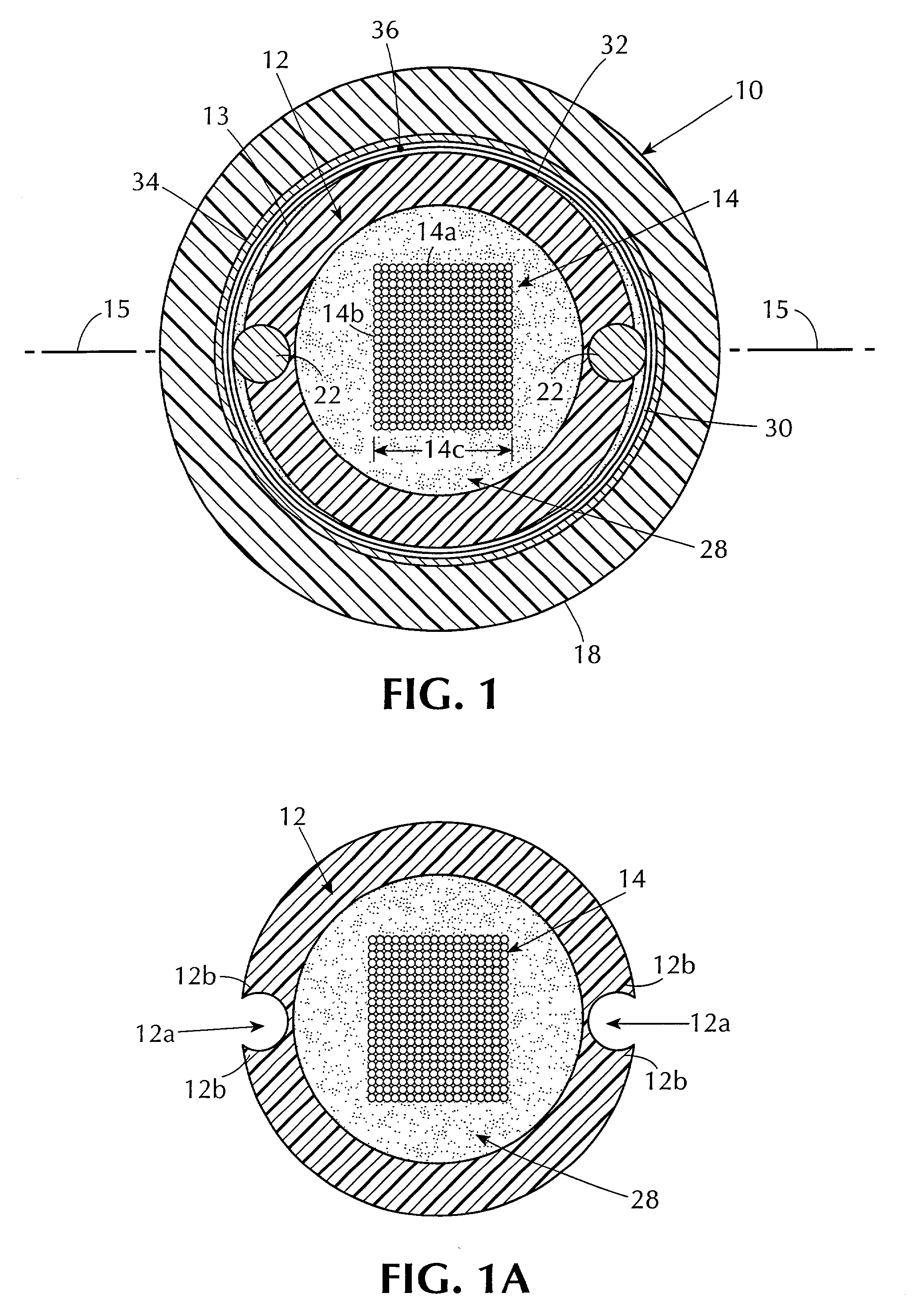 Optical fiber cable and core with a reinforced buffer tube having visible strength members and methods of manufacture thereof