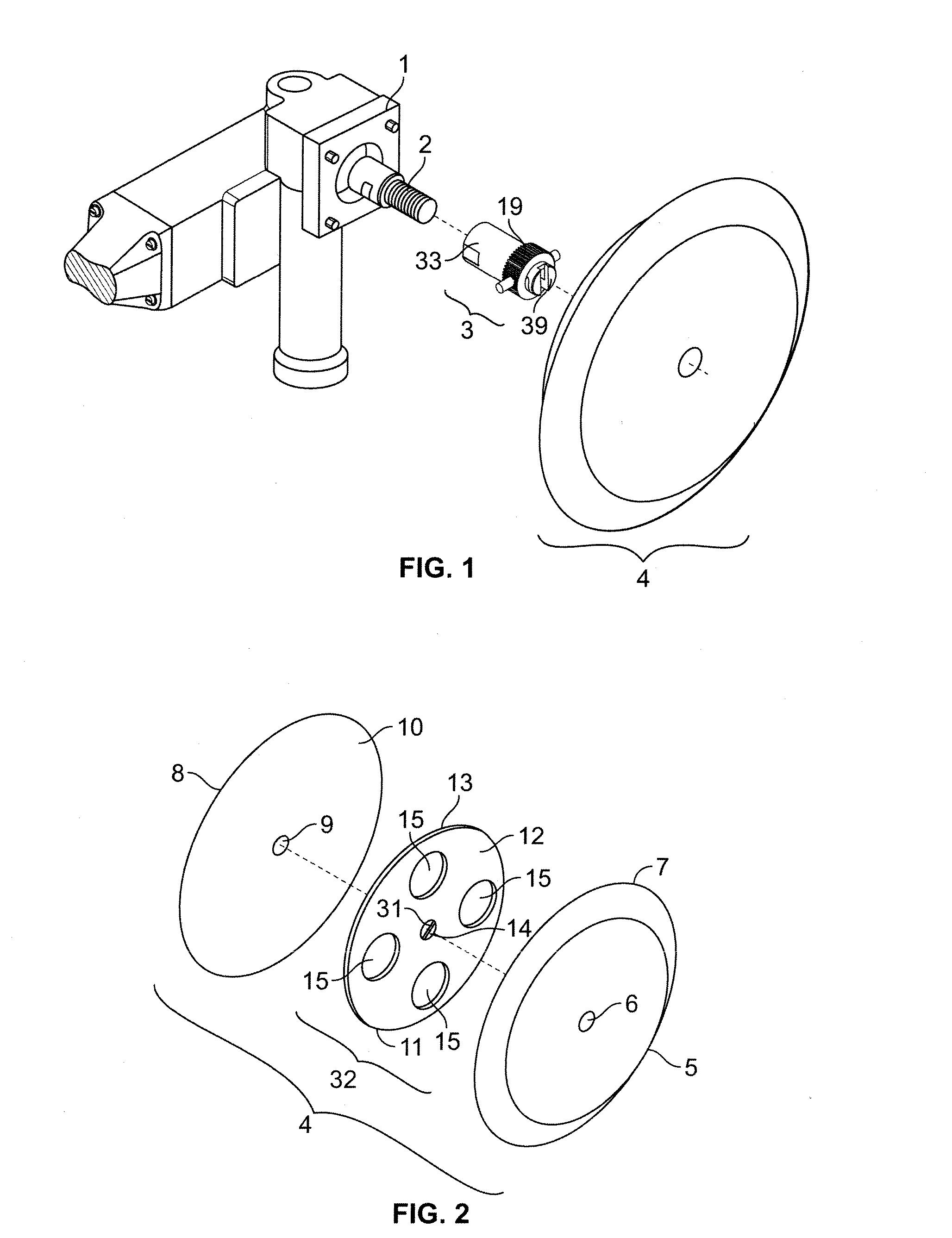 Quick release connector for a single or dual-sided pad