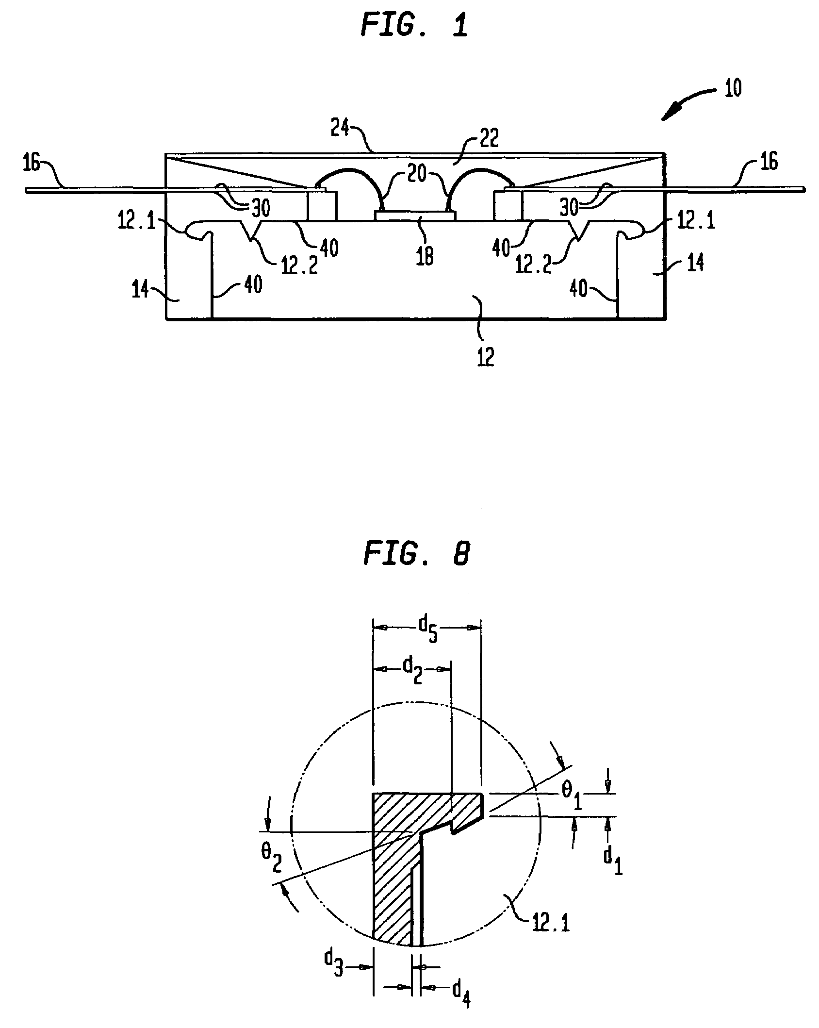 Semiconductor device package with reduced leakage