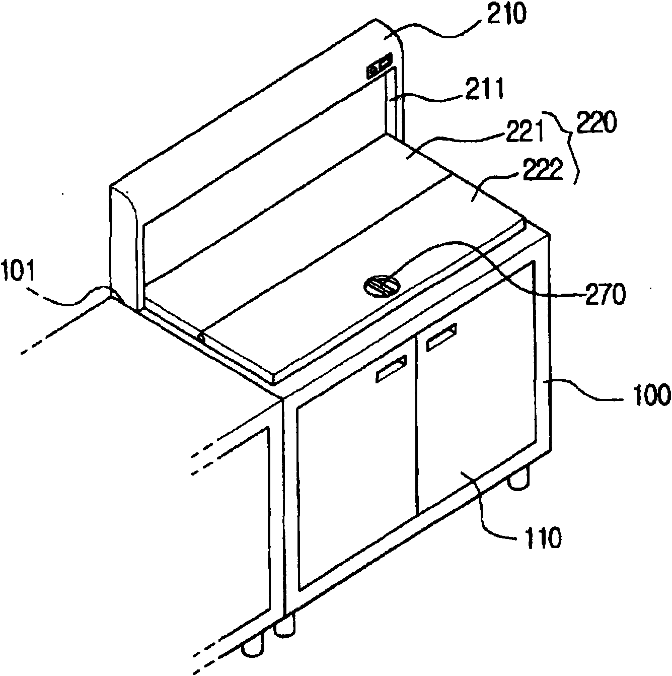 Kitchen sink with a dish-washing apparatus, and washing-water spray apparatus therefor