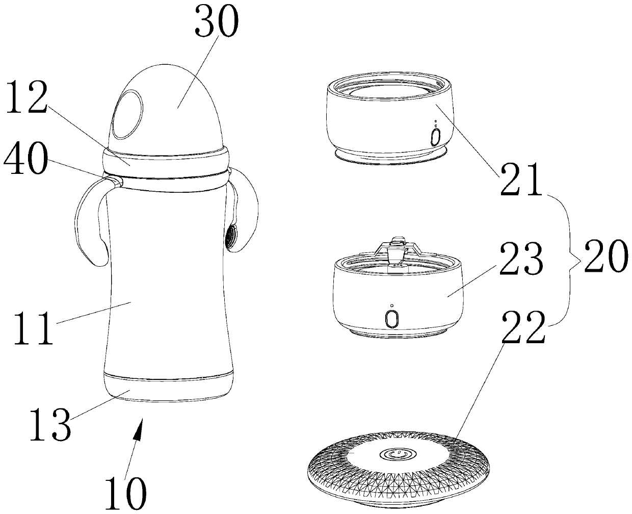 Combinable type feeding bottle