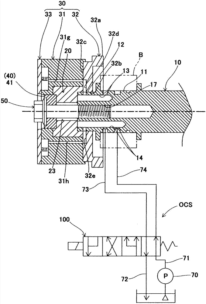 Valve timing changing device