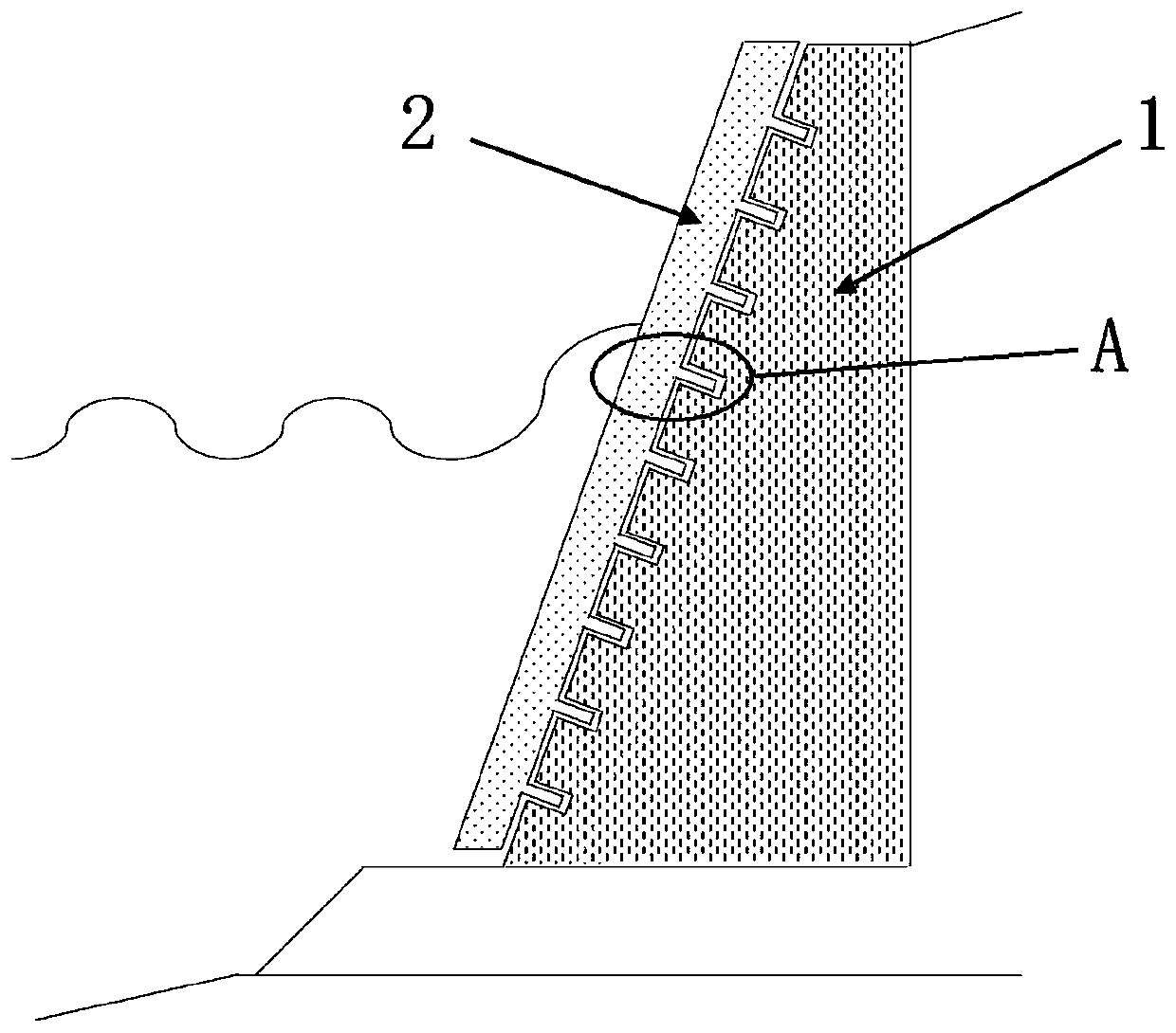 Breakwater structure for wave power generation using piezoelectric materials