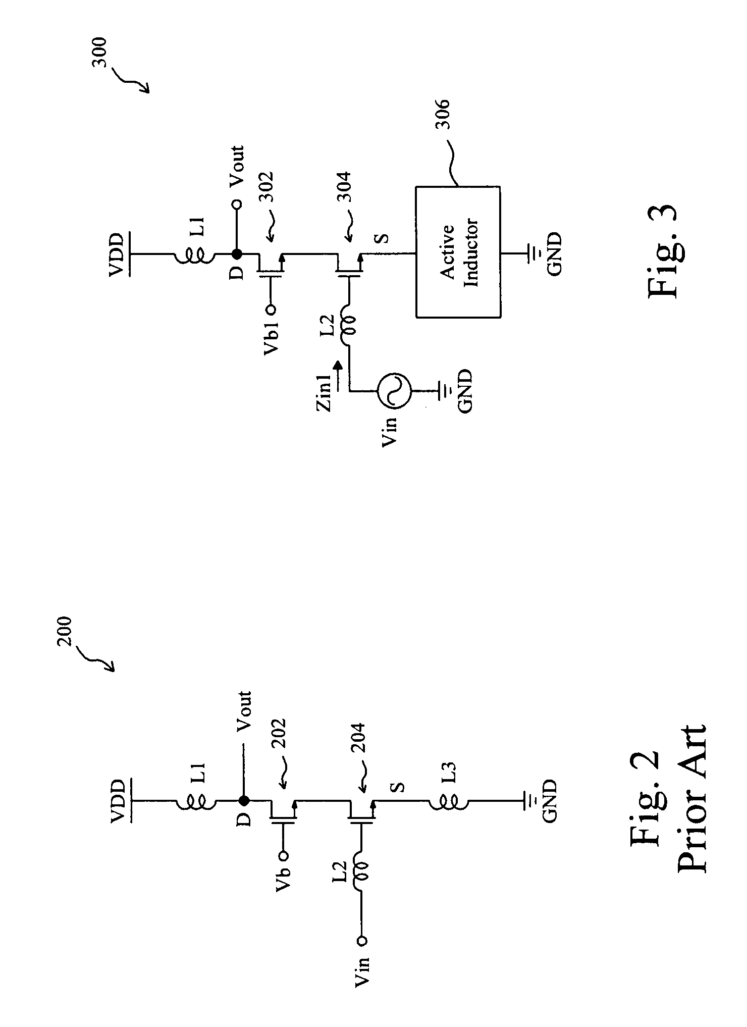 Cascode low noise amplifier with a source coupled active inductor