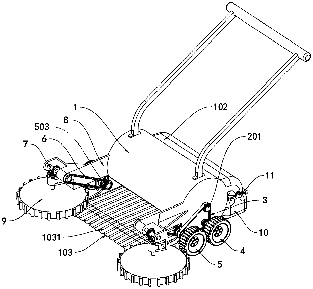 Pushing type overturning and collecting cart for tennis training