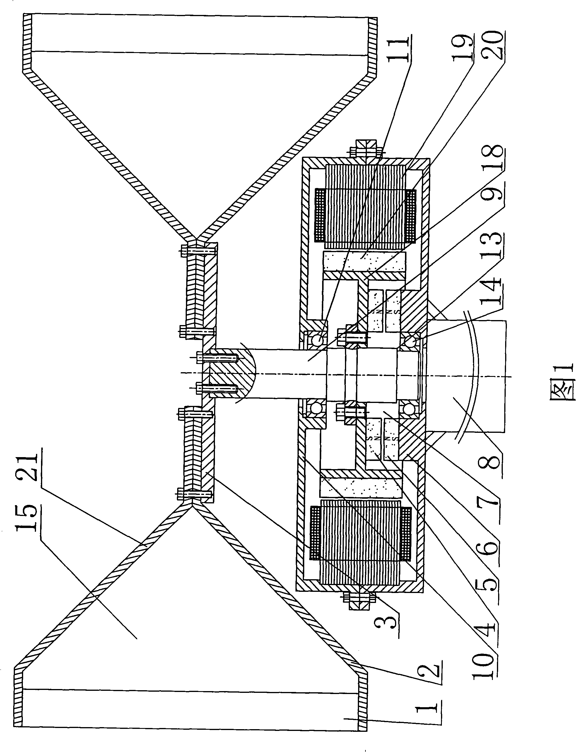 Vertical axis aerogenerator with magnetic suspension for reducing gravity force and frictional force