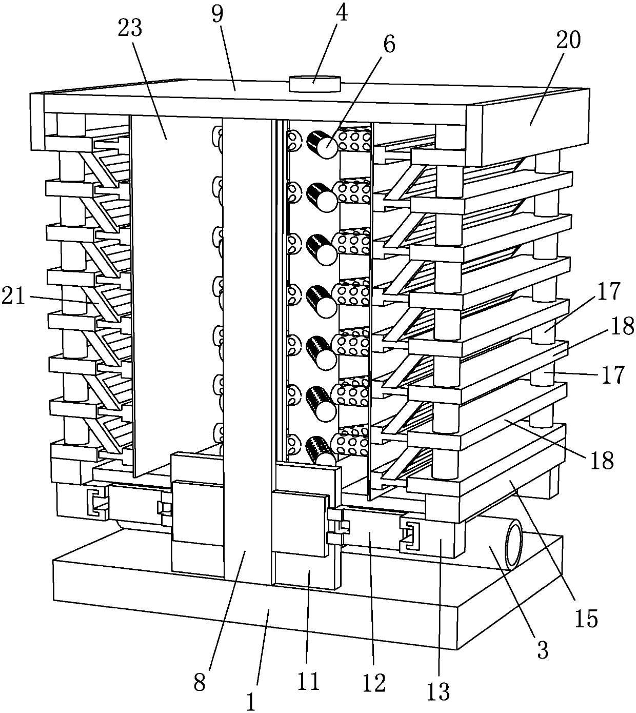 Leachate collection device for ecological remediation of sanitary landfill and construction method for leachate collection device