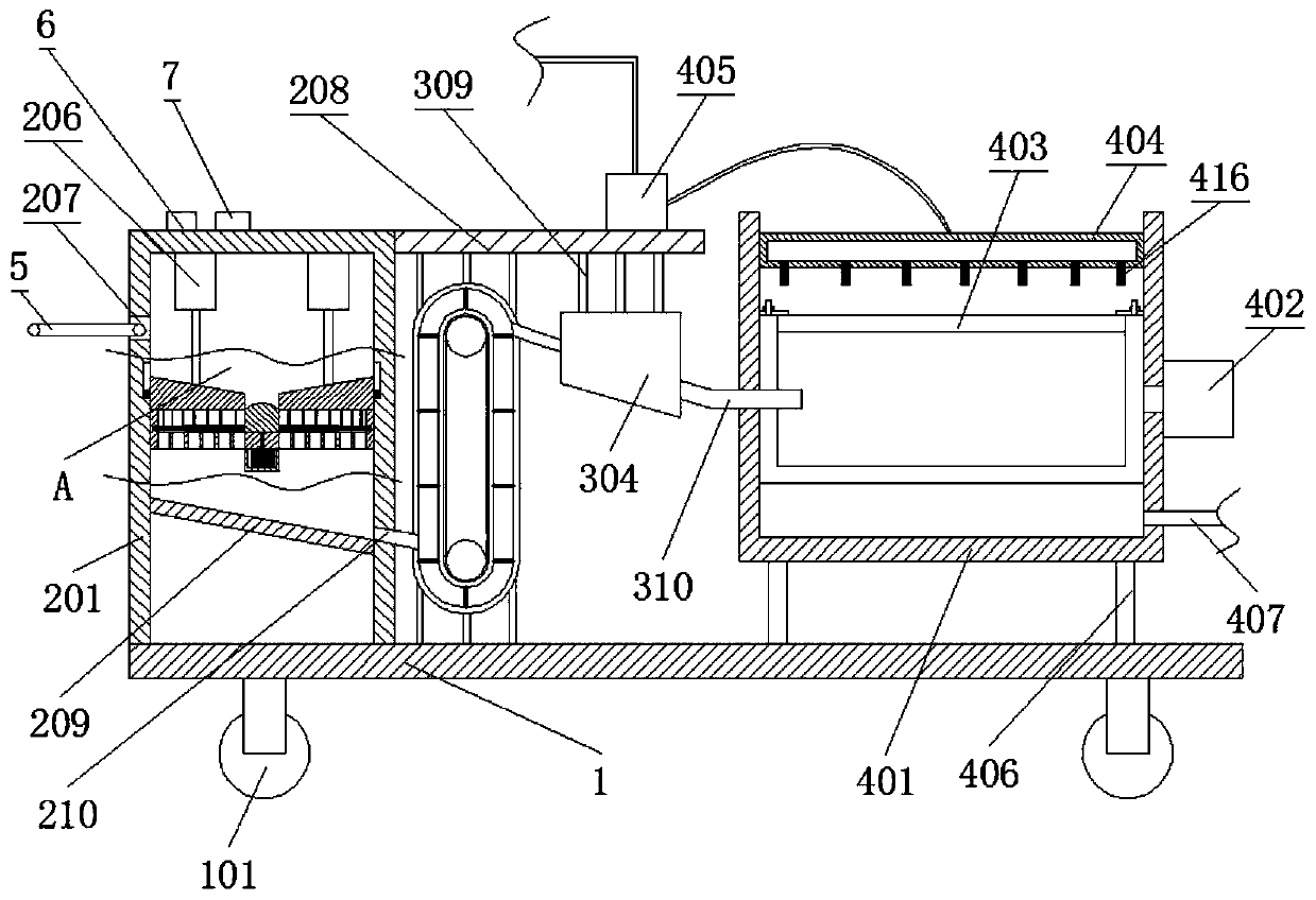 Coal briquette crushing and impurity removing machine for coal processing industry