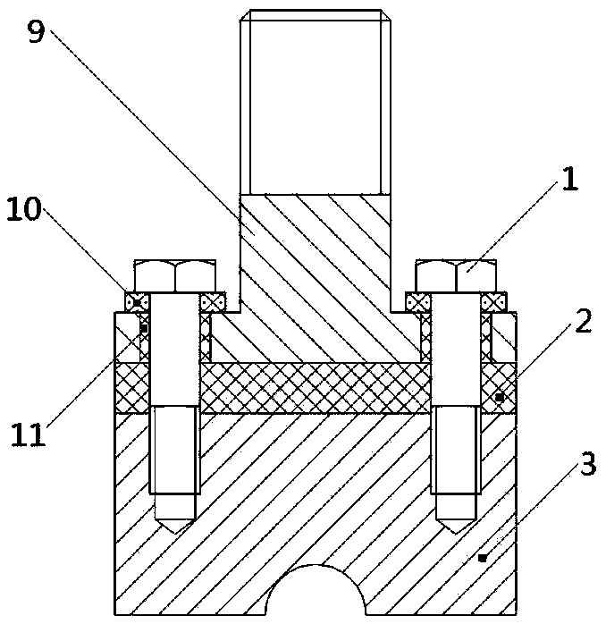 A metal energized shear test device and test method