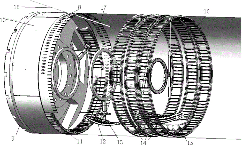 Annular steel structure supporting construction method with open type TBM (tunnel boring machine)