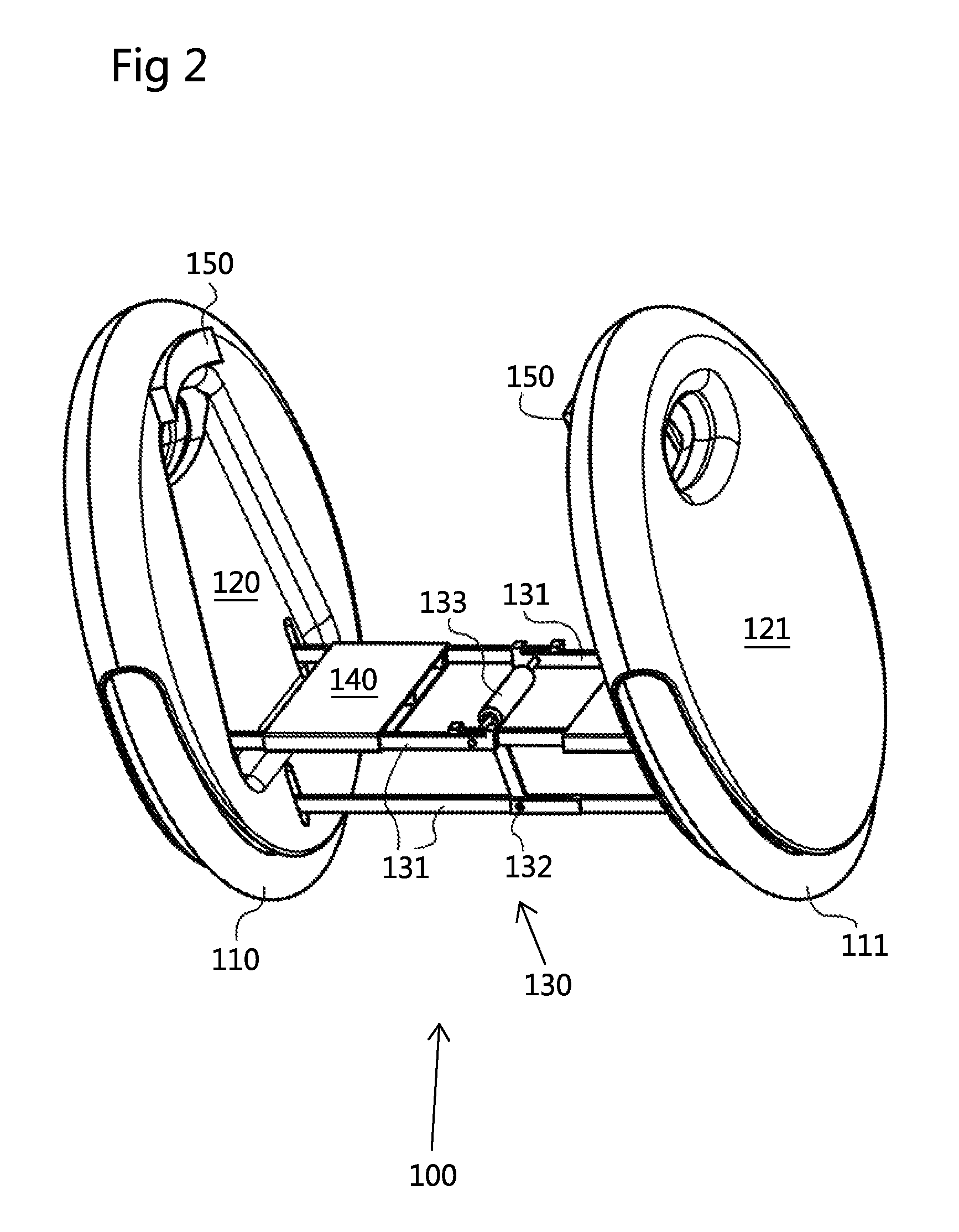 Low-profile two-wheeled self-balancing vehicle with exterior foot platforms