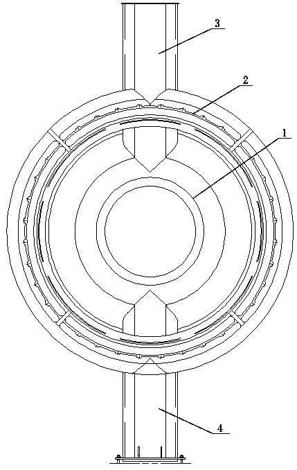 Large bulb tubular turbine stay ring support structure