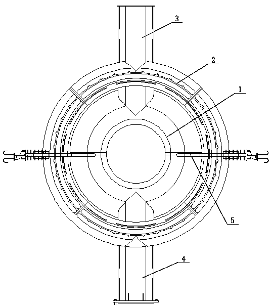 Large bulb tubular turbine stay ring support structure