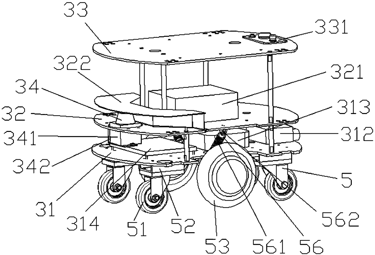 Indoor itinerant wheel-type mobile disinfection robot