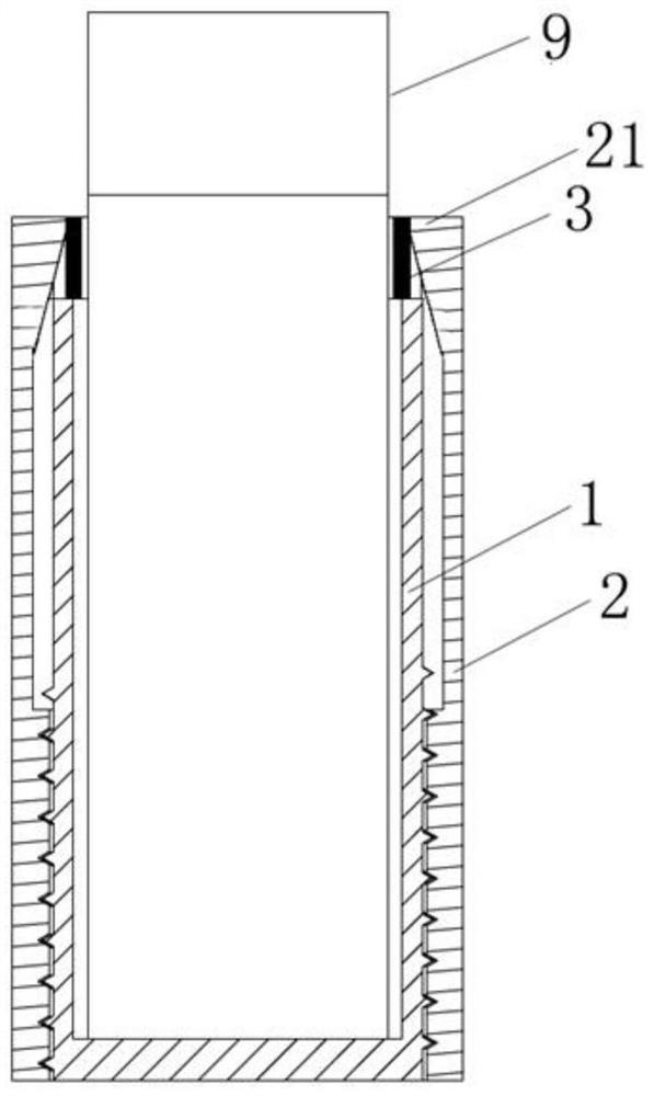 Double-layer thread meshing, locking and sealing device and using method thereof