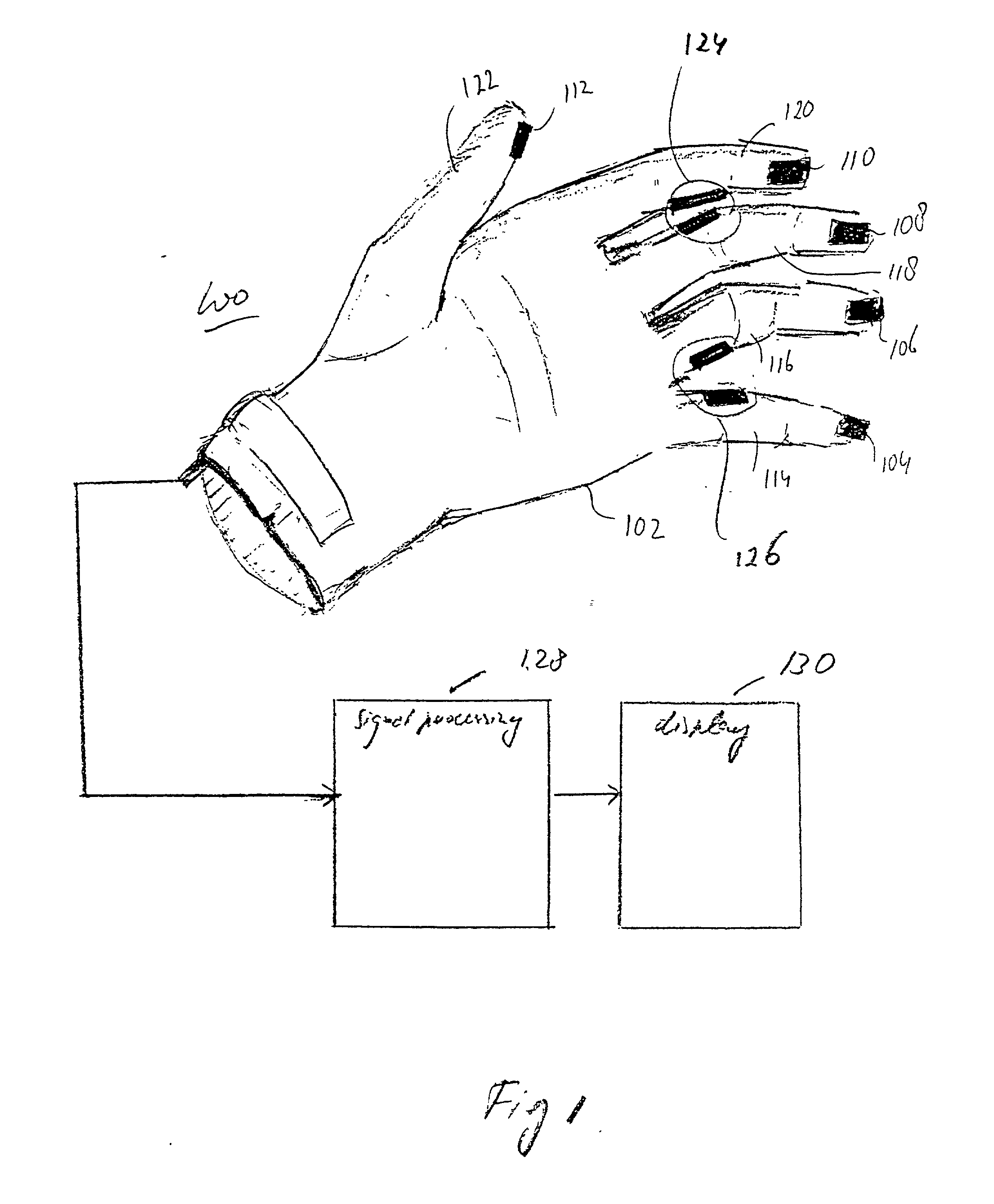 Multiple pressure sensors per finger of glove for virtual full typing