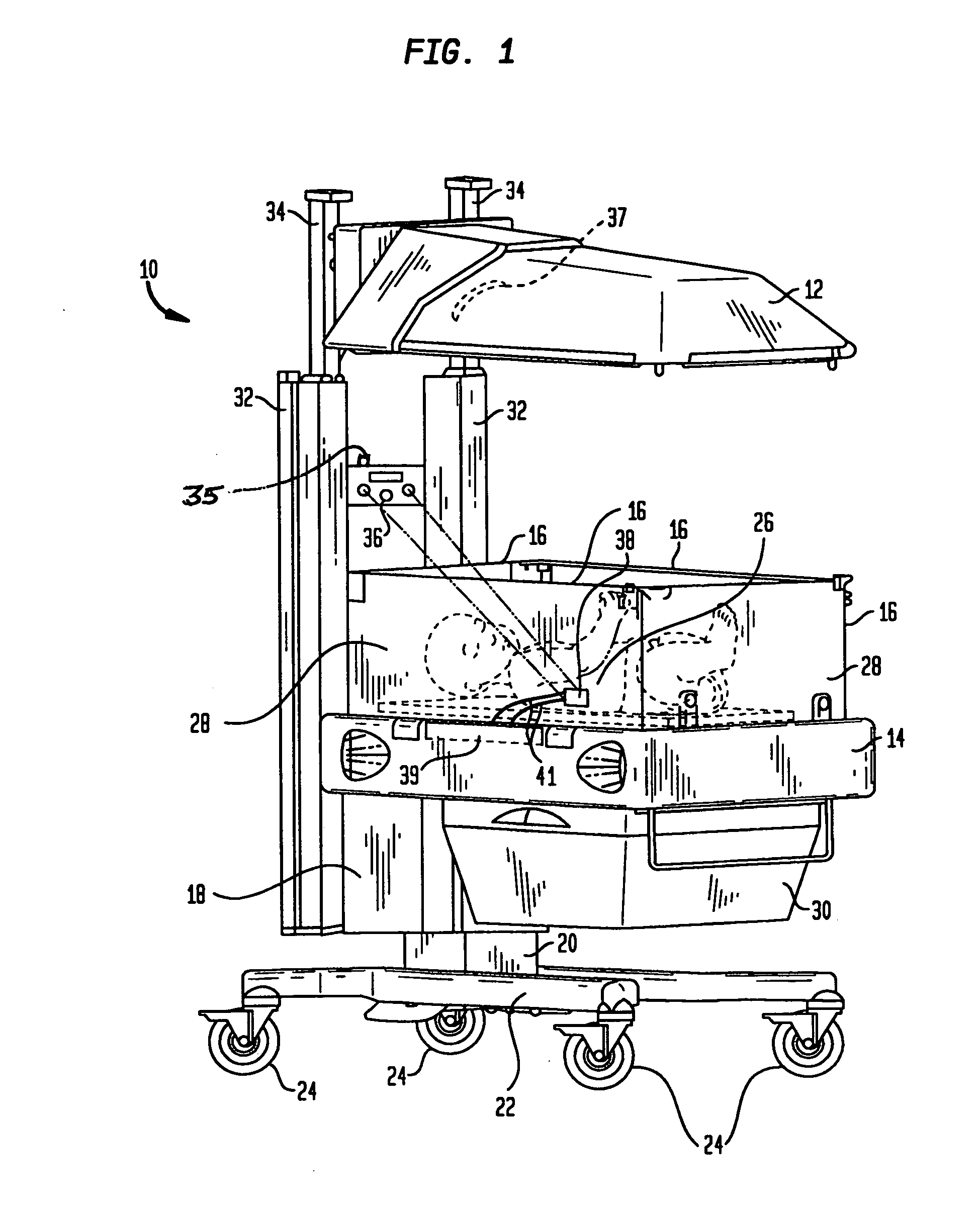 Telemetry sensing system for infant care apparatus