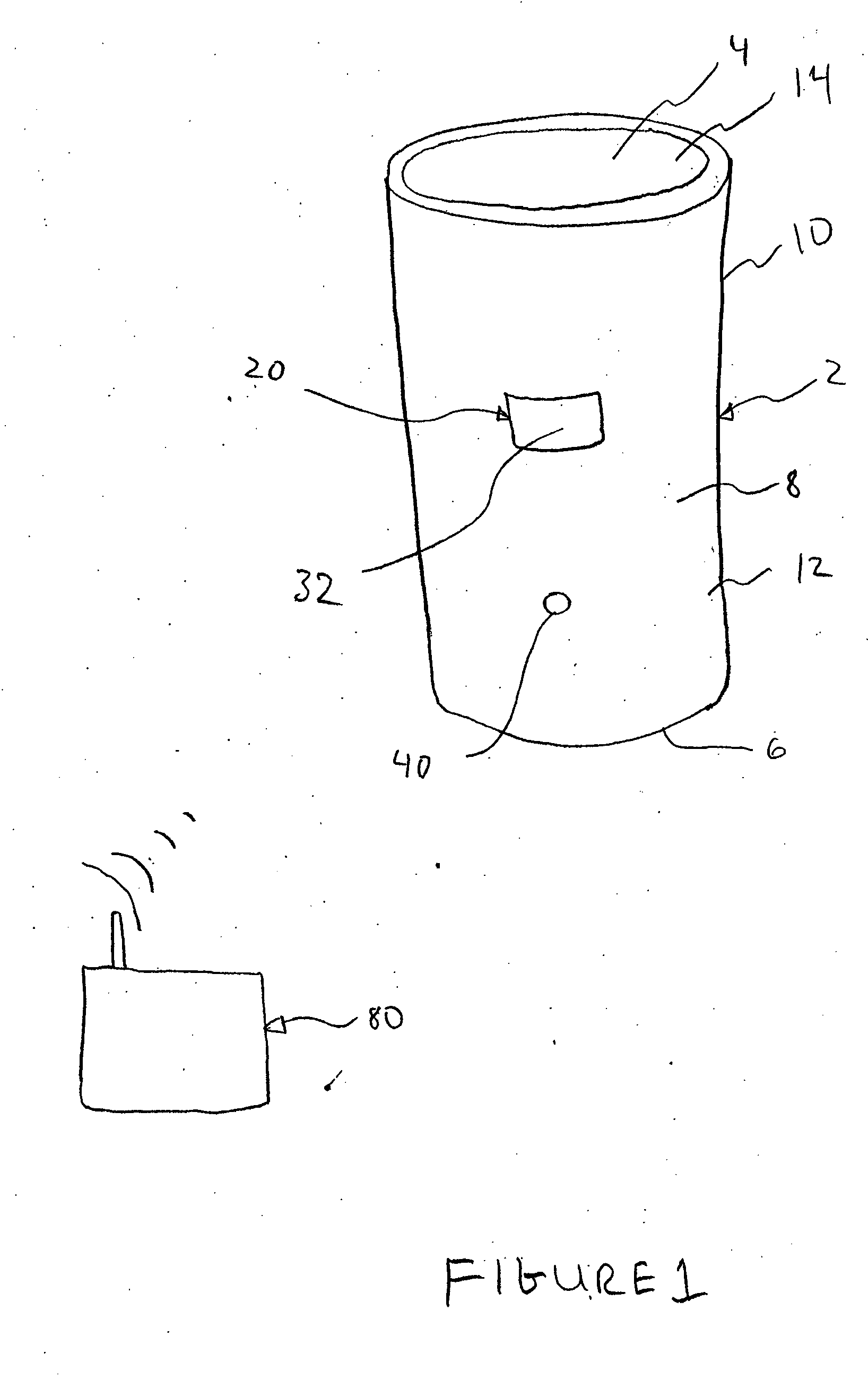 RF device in drinkware to record data/initiate sequence of behavior