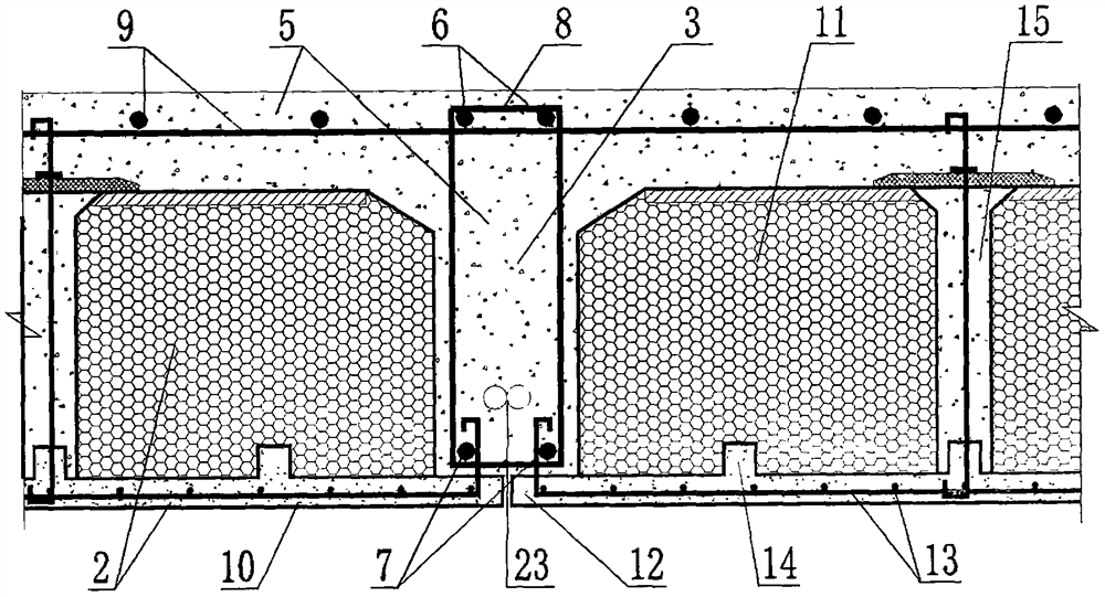 Fabricated sandwich panel filled with combined box