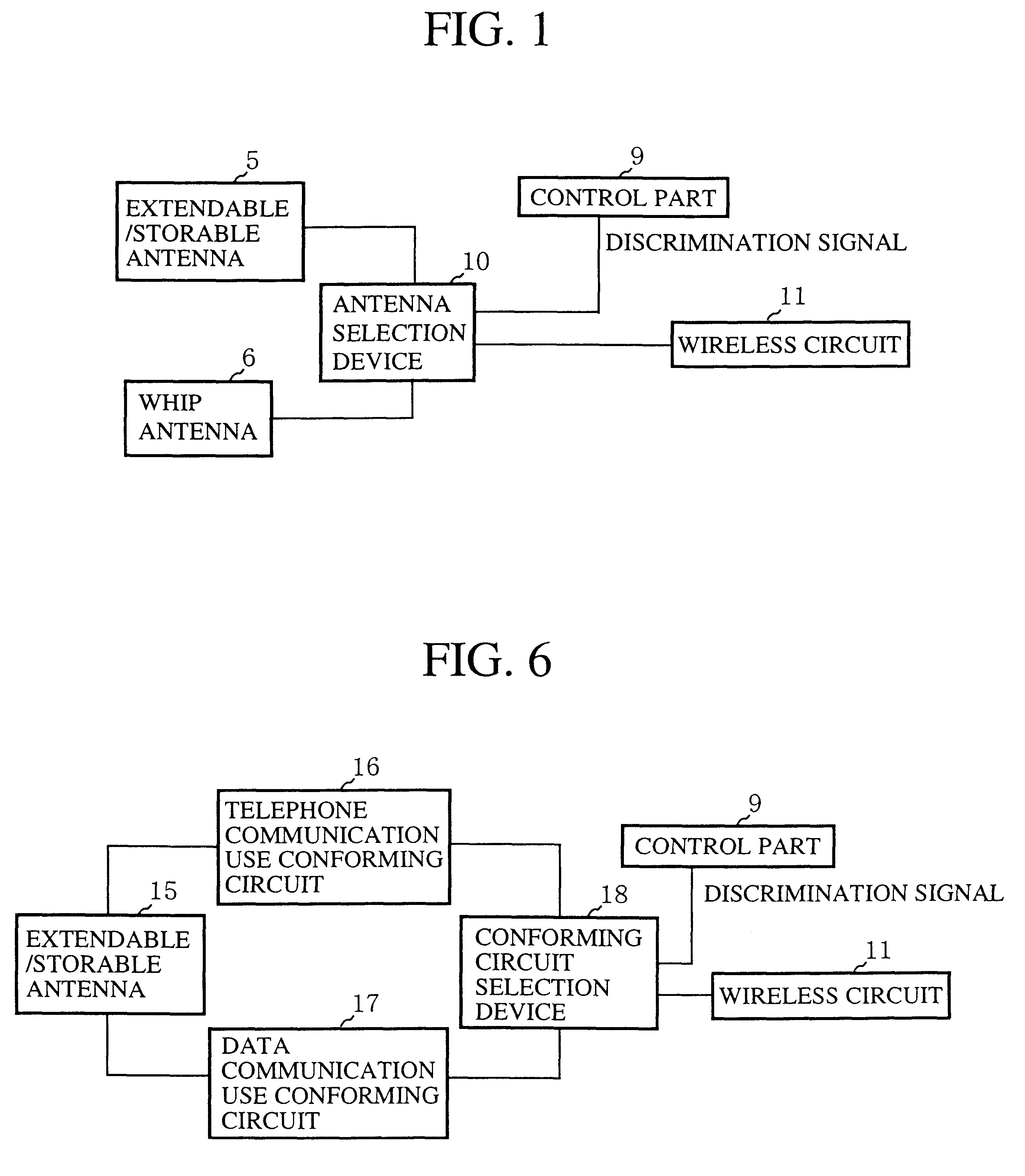 PDA antenna device for switching between antennae of a PDA unit based on detected use condition