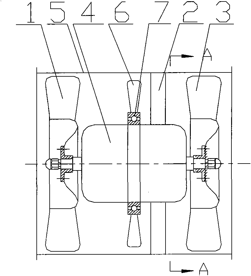 Three- impeller axial flow fan of subway traction motor brake cooling system