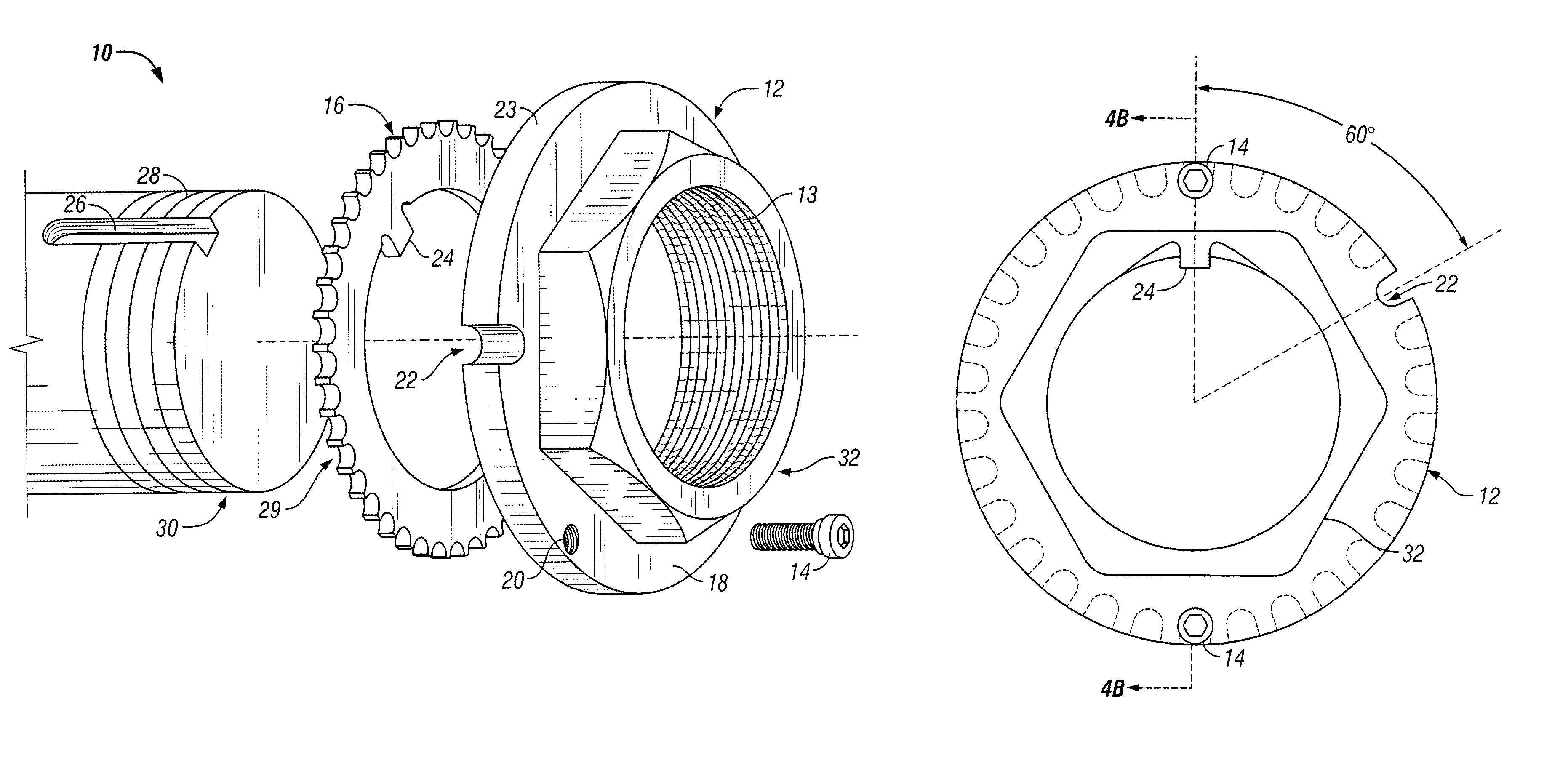 Locking fastener for threaded joint with sight gauge