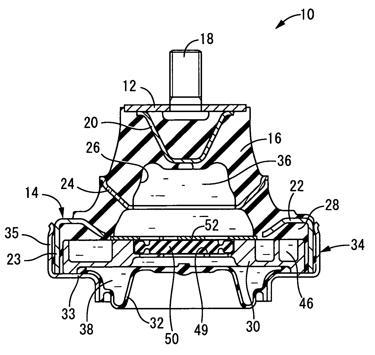 Fluid filled vibration damping device