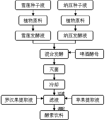Health-care saussurea involucrata and natto enzyme drink and preparation method thereof