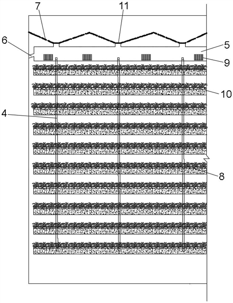 Panel reinforced ecological retaining wall structure of pre-buried blind ditch and construction method