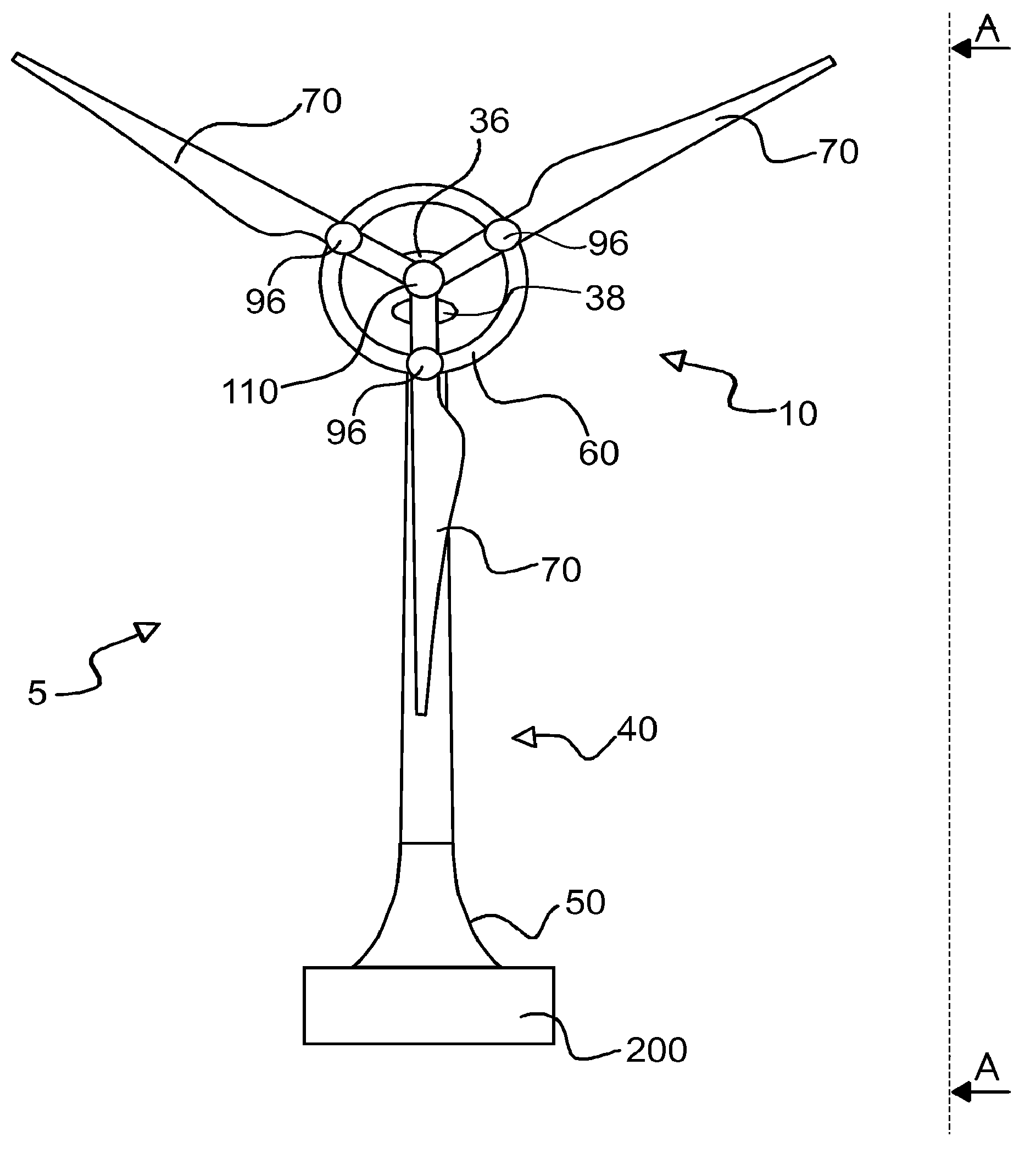 Wind turbine with integrated design and controlling method