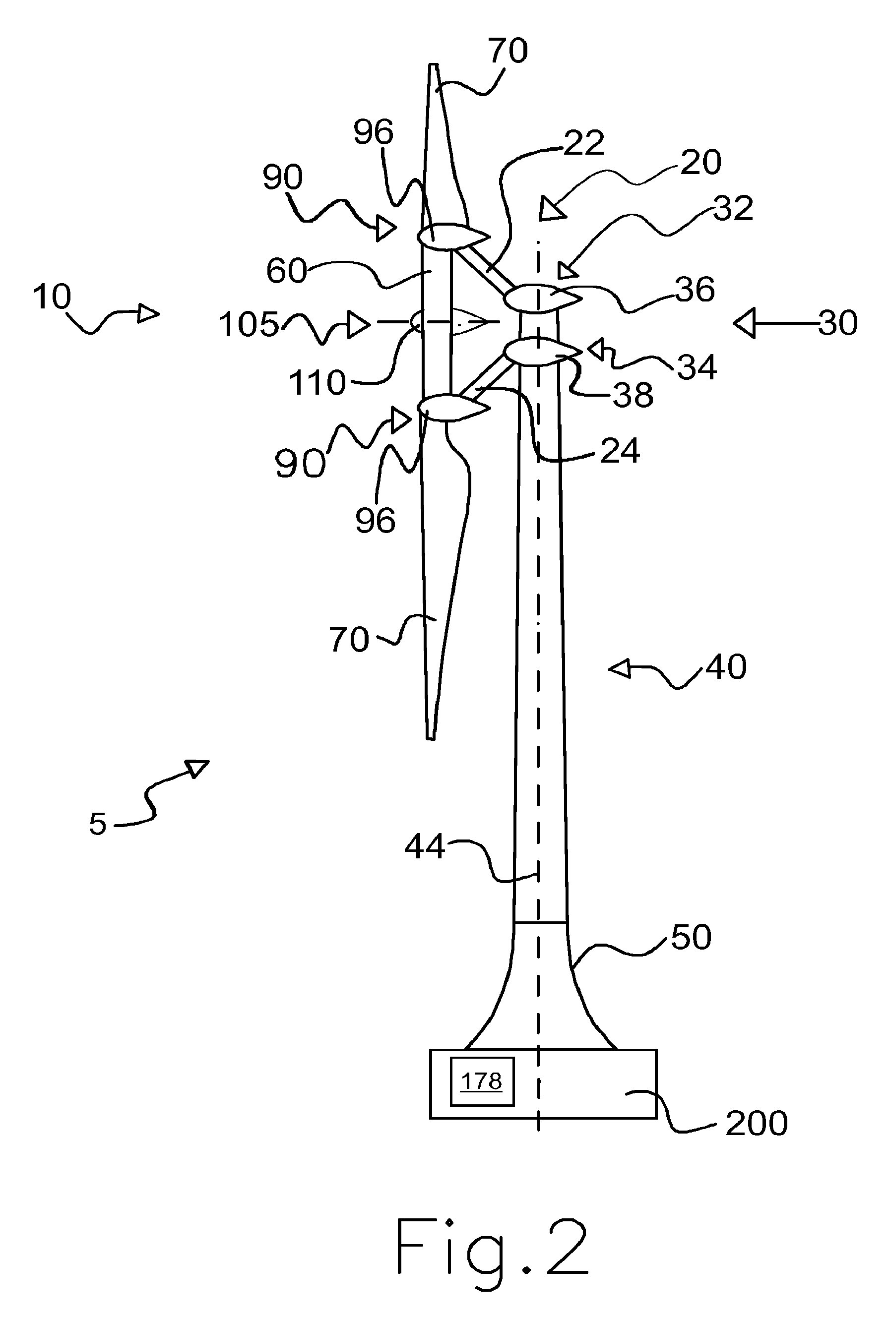 Wind turbine with integrated design and controlling method
