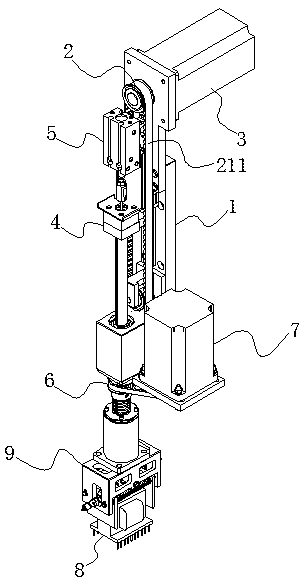 A cable tensioning and clamping type electronic component sticking and inserting operation head and its sticking and inserting method