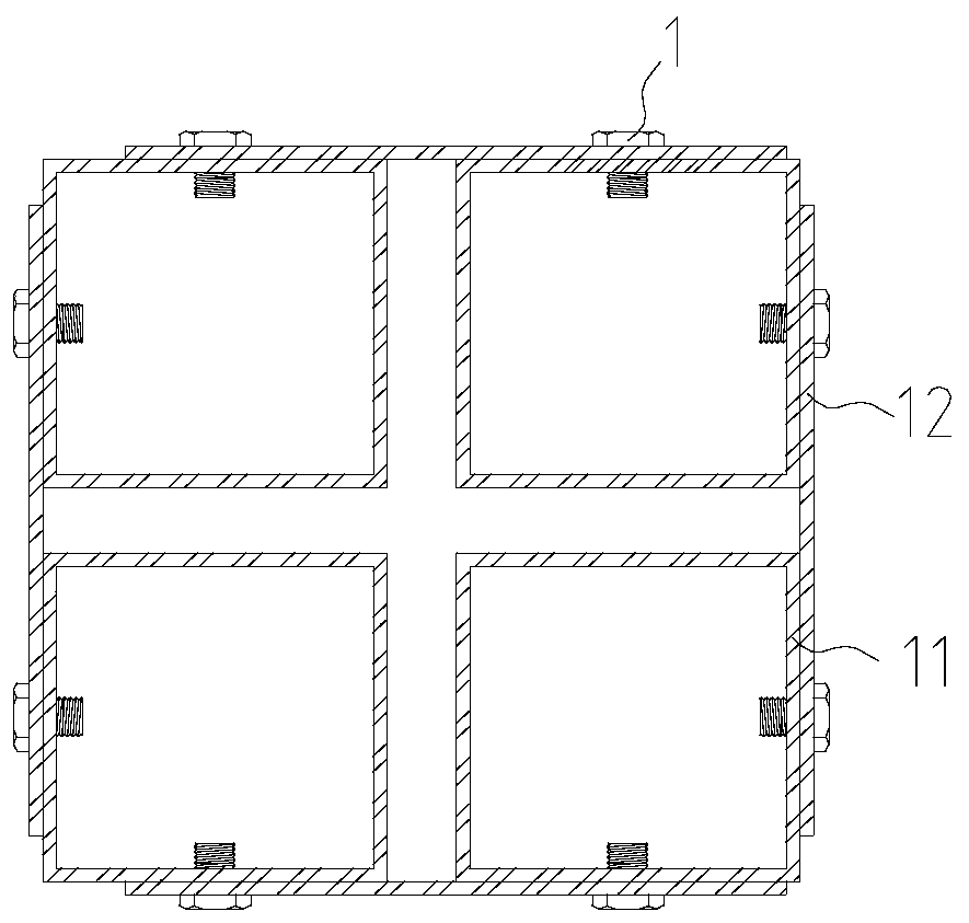 A prefabricated concrete high-rise residential tower crane energy-dissipating vibration-reducing device attached to a wall pole