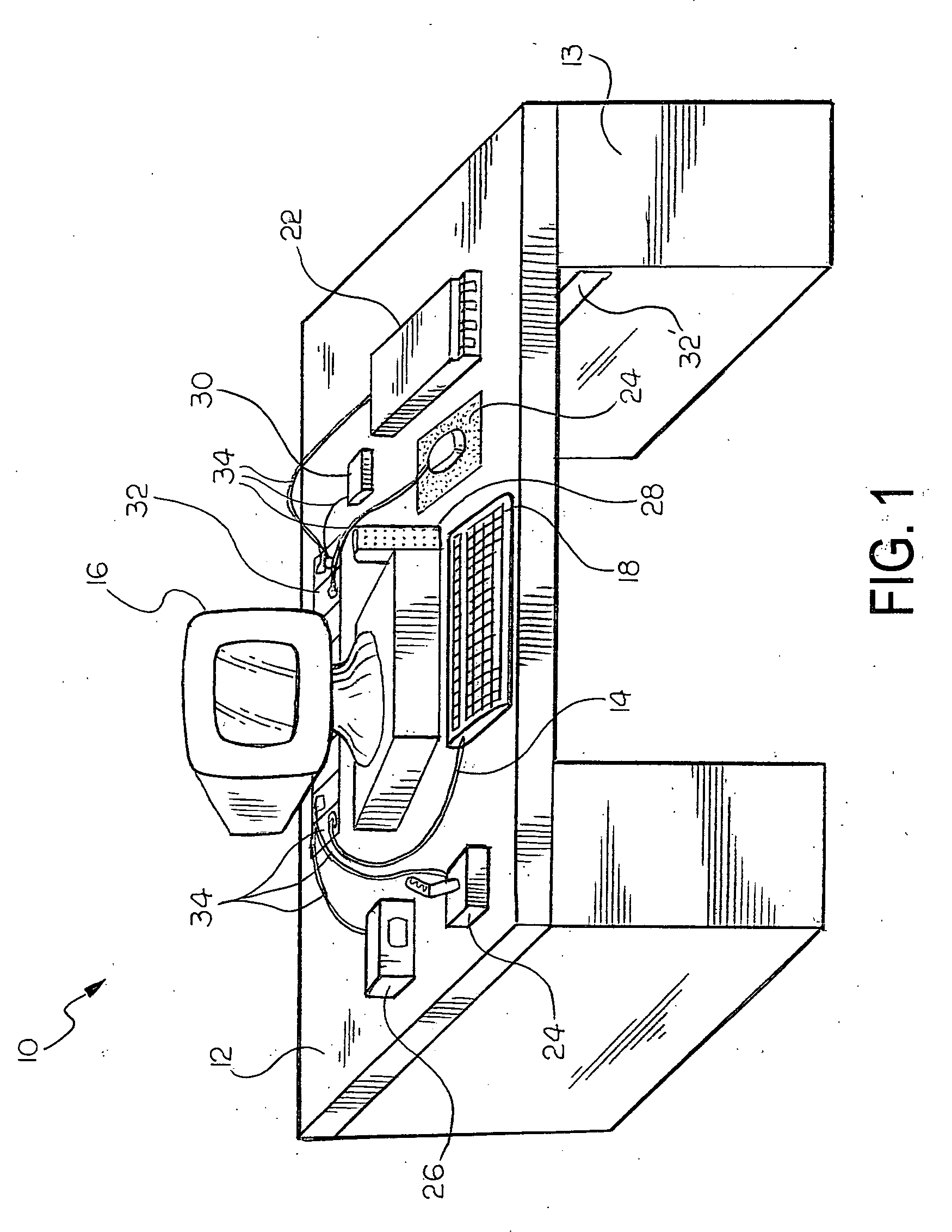 Desk mounted power and accessory outlet apparatus
