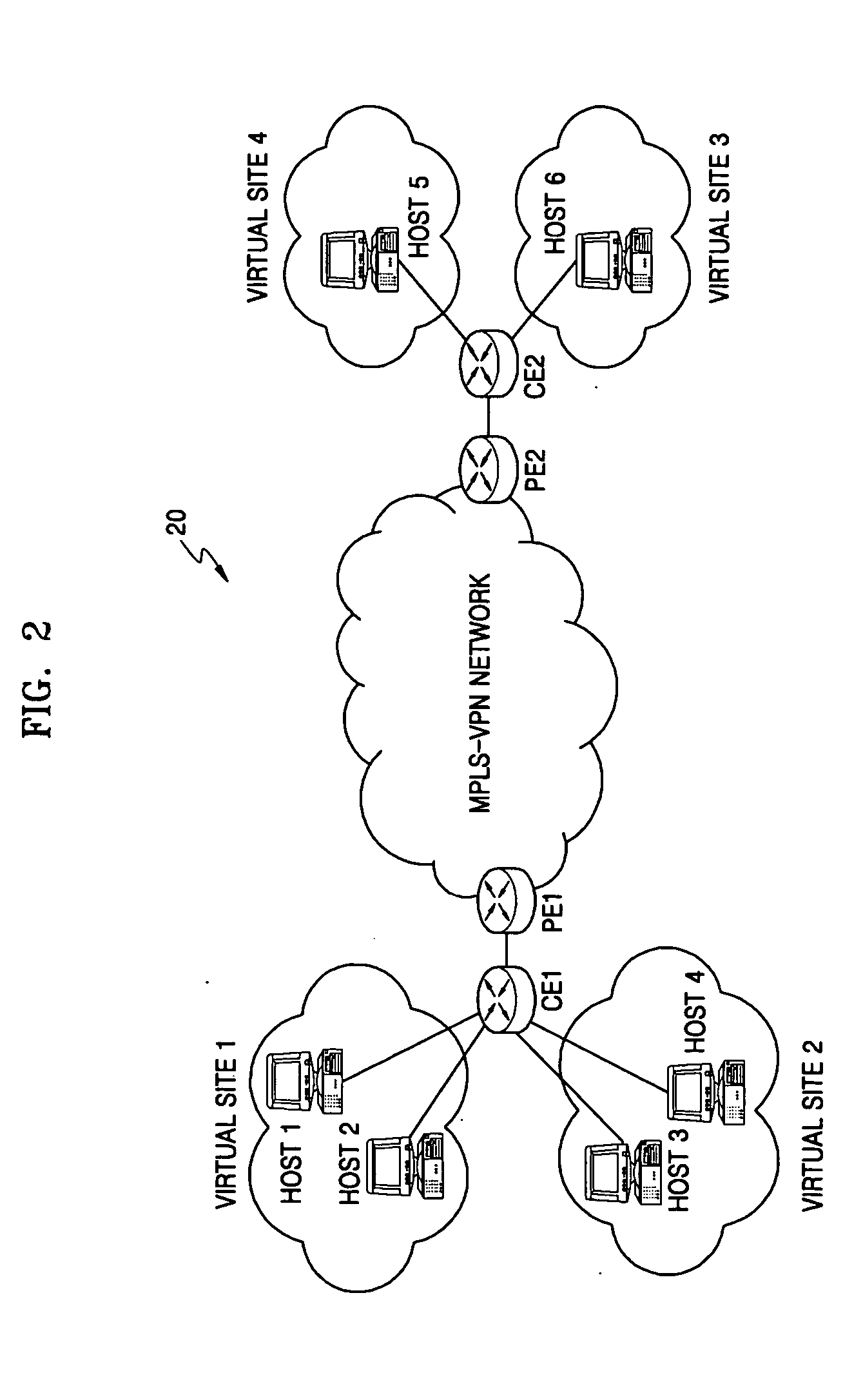 Apparatus and method of designating virtual sites using policy informations in multiprotocol label switching networks