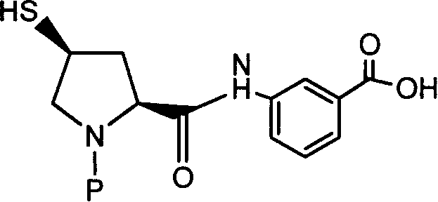 Intermediate N-protection-(2S,4S)-2-[(3-hydroxyl carbonyl)-phenyl amino formyl)]-pyrrolidine-4-thio alcohol of ertabeinan