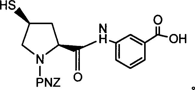 Intermediate N-protection-(2S,4S)-2-[(3-hydroxyl carbonyl)-phenyl amino formyl)]-pyrrolidine-4-thio alcohol of ertabeinan