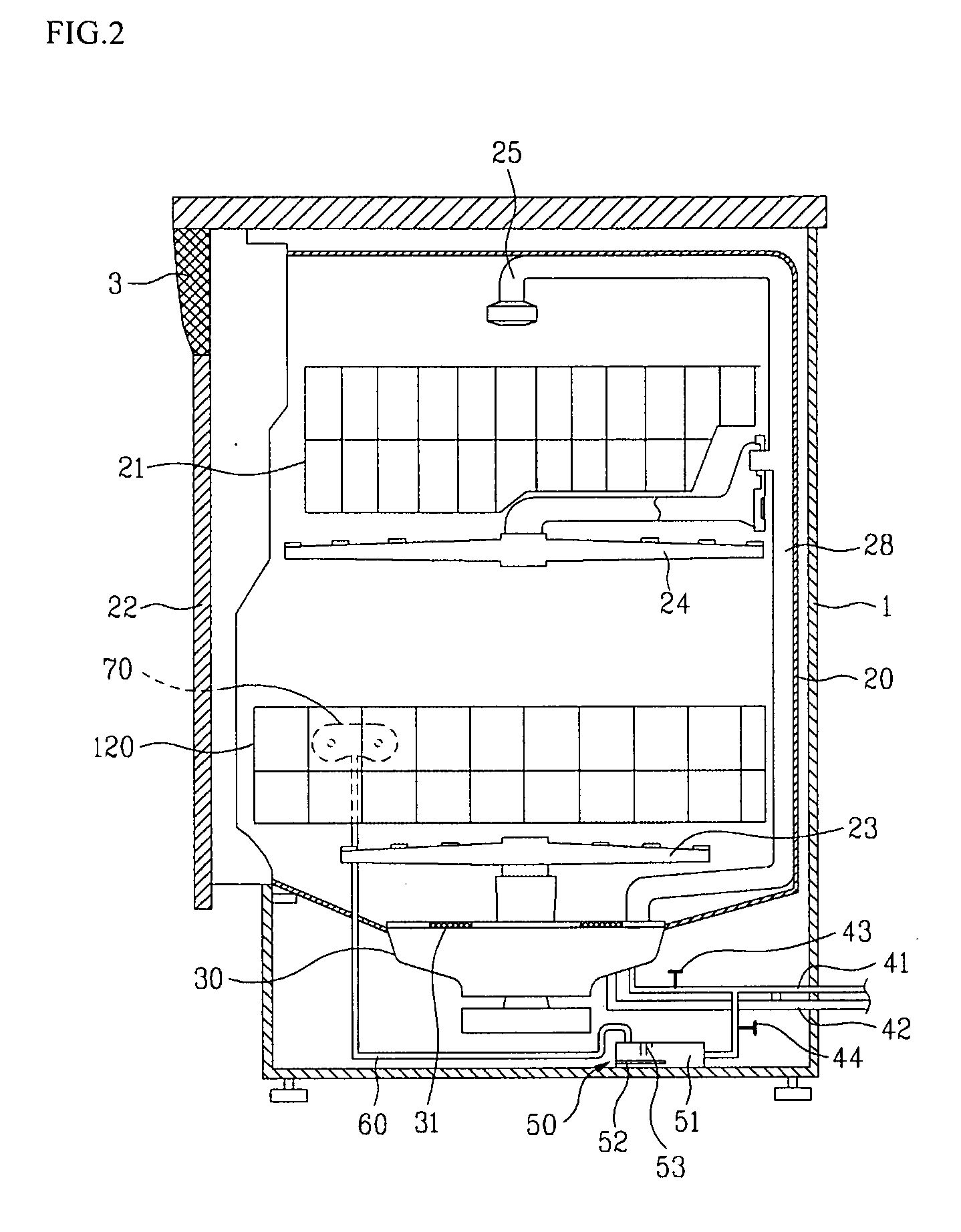 Steam dish washing machine with effective positioning and orientation of items to be washed