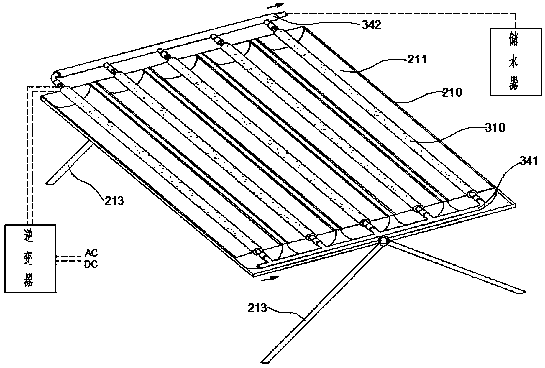 Concentration type solar photoelectric and photo-thermal integrated comprehensive utilization system