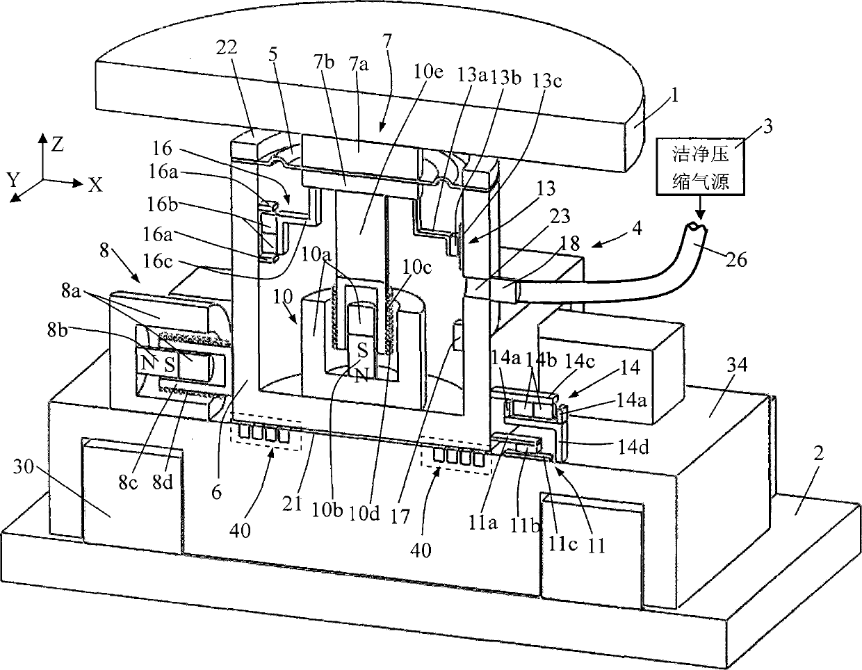 Double-layer orthogonal air floatation decoupling and flexible membrane angular decoupling electromagnetic damping vibration isolator