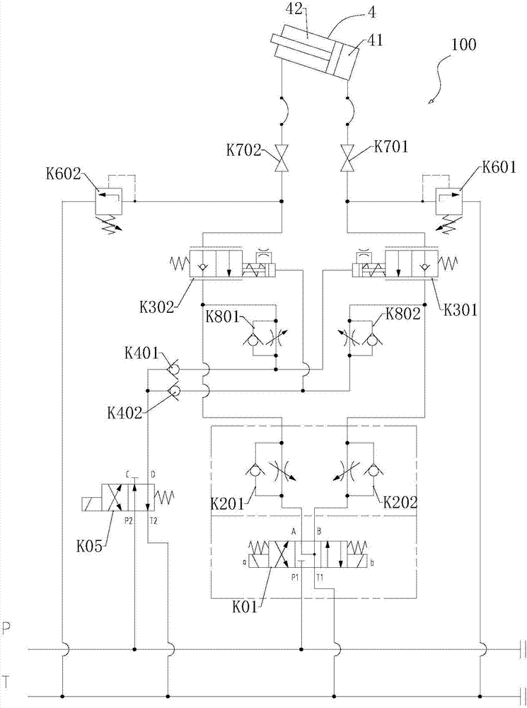 Movable support rotary hydraulic control loop of winding machine