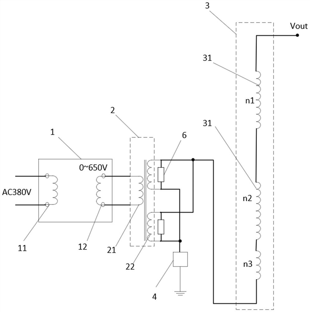 Power frequency calibration power supply and equipment for miniaturized extra-high voltage transformer