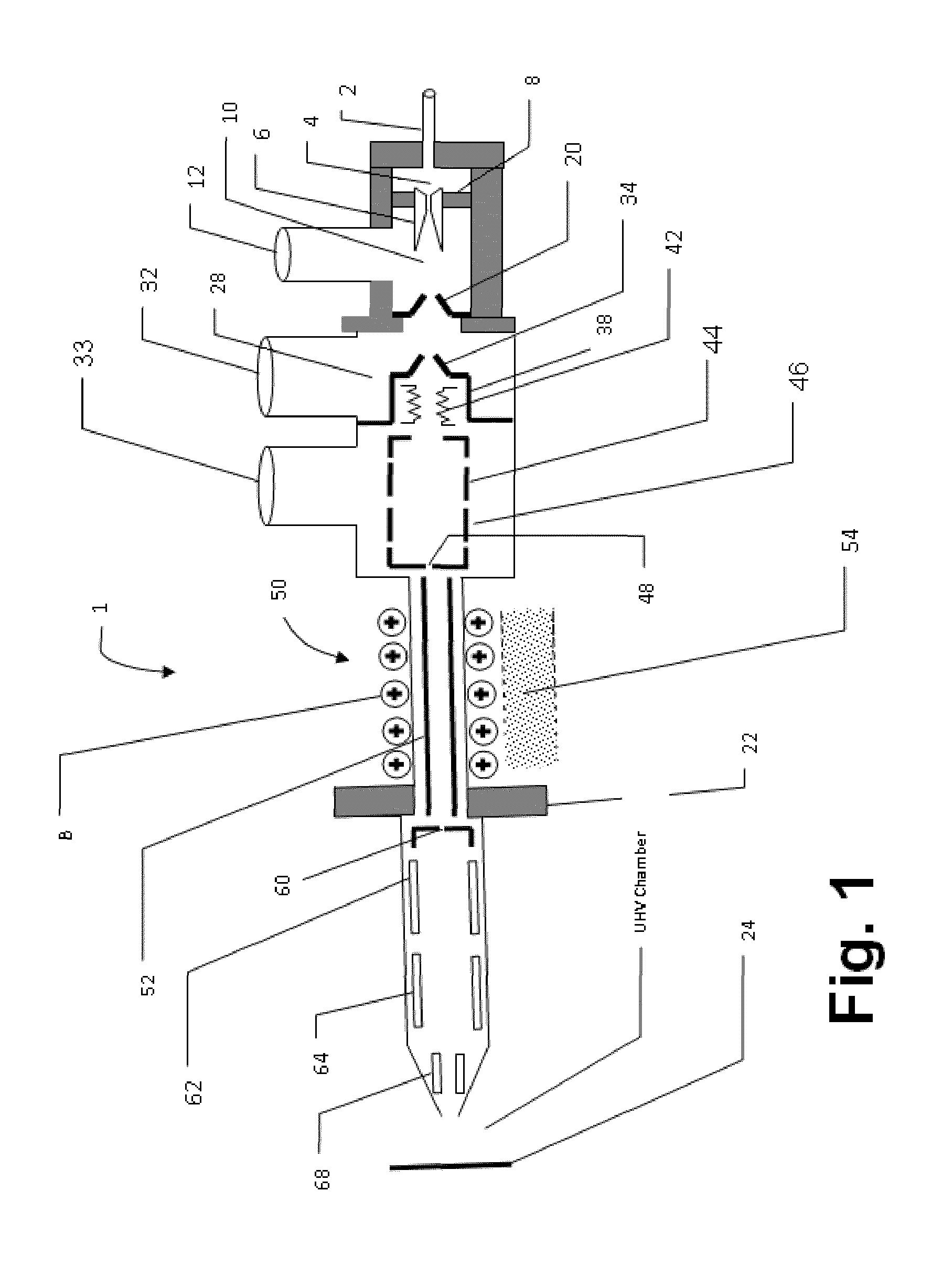 Switchable gas cluster and atomic ion gun, and method of surface processing using the gun