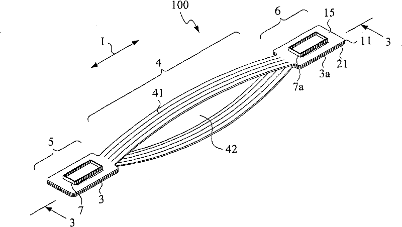 Flexible circuit flat cable with clearance section