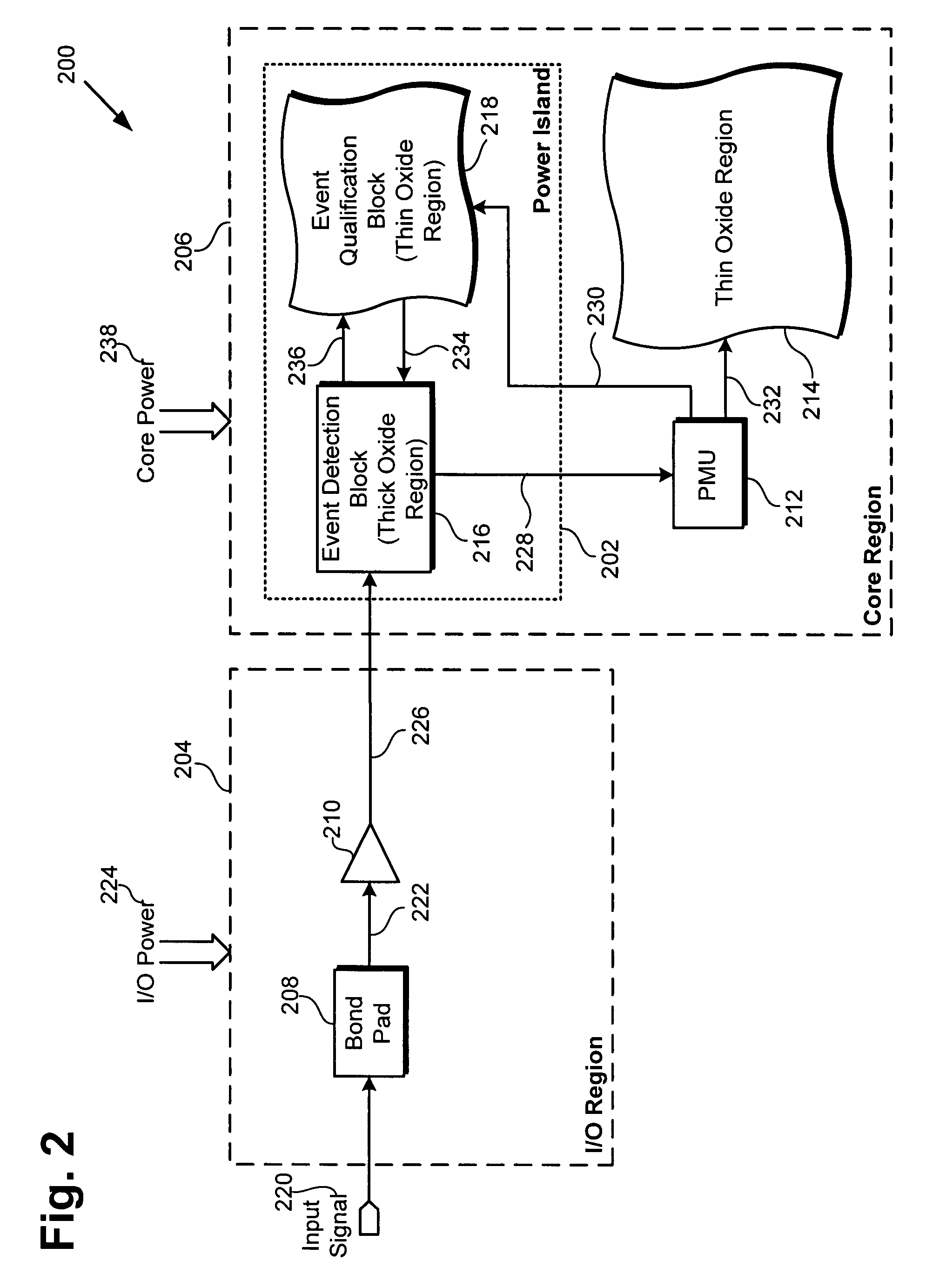 Power managing semiconductor die with reduced power consumption