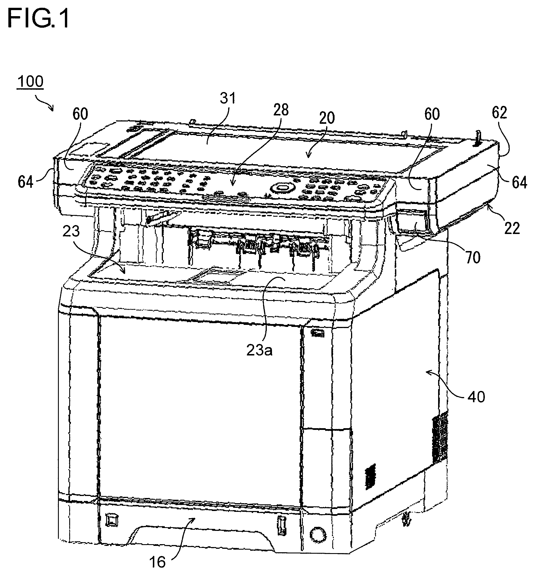 Image forming apparatus with turnable image reading part and suspending mechanism